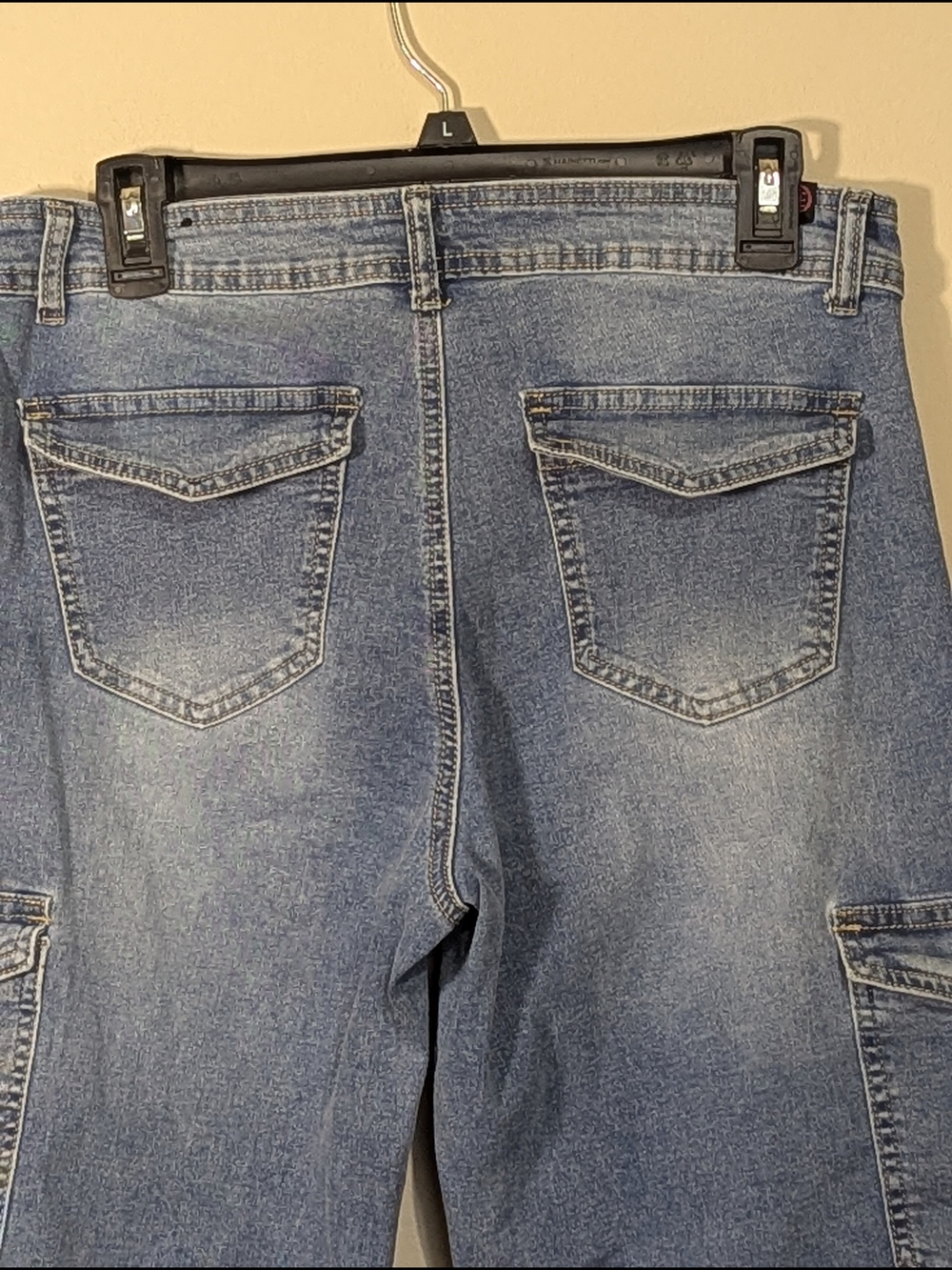 Elite Jeans Cargo Straight Jeans Women Size 9/29 Blue Utility Pocket Mid Rise - Picture 10 of 14